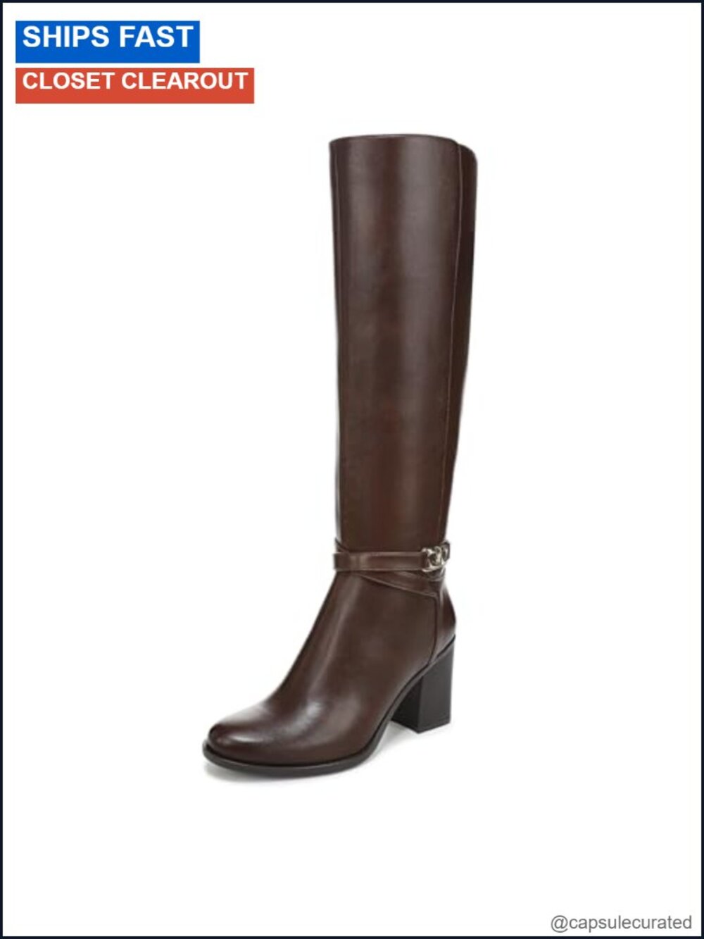 Knee High Boots For Women Side Zip Block Heel Mid Calf Synthetic